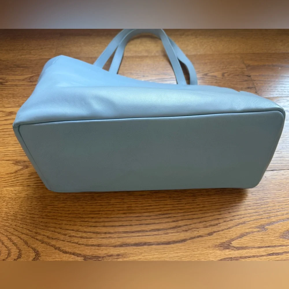 Light Blue Leather Dog Tote Bag Carrier by Fable Pets